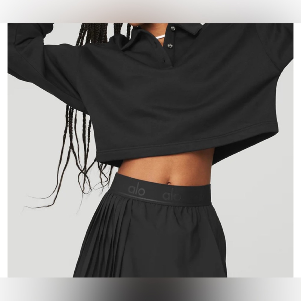 Alo Henley Crop Pullover Small <> Black